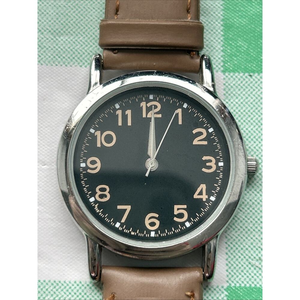 Calvin Hill Silver Tone Brown Band Women’s Quartz Watch